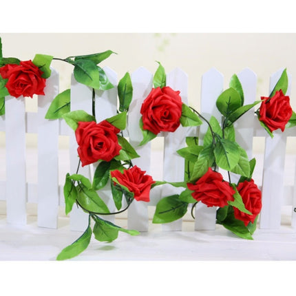 Simulation of Rattan Flowers Artificial Flowers Fake Simulation Champagne Rose Ivy Vine Hangings Garlands for Home Wedding Decoration, Length: 2.5m, Random Color Delivery-garmade.com