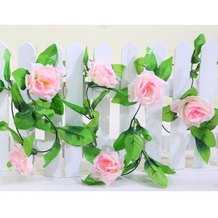 Simulation of Rattan Flowers Artificial Flowers Fake Simulation Champagne Rose Ivy Vine Hangings Garlands for Home Wedding Decoration, Length: 2.5m, Random Color Delivery-garmade.com