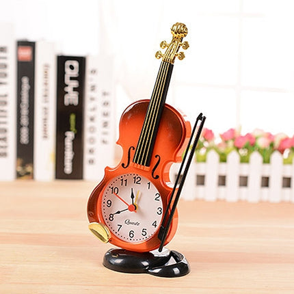 Multi-functional Originality Violin Electronics Pointer Alarm Clock with Pen Holder (Red)-garmade.com