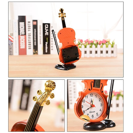 Multi-functional Originality Violin Electronics Pointer Alarm Clock with Pen Holder (Red)-garmade.com