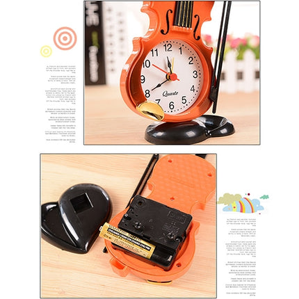 Multi-functional Originality Violin Electronics Pointer Alarm Clock with Pen Holder (Red)-garmade.com