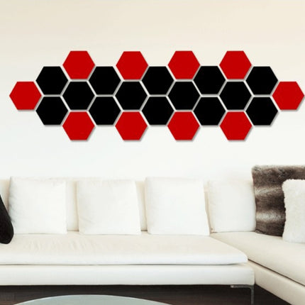 12 PCS 3D Hexagonal Mirror Wall Stickers Set, Size: 10*10cm(Black)-garmade.com