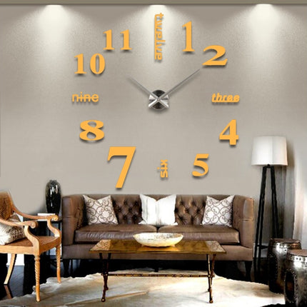 Creative 3D Mirror DIY Wall Sticker Clock, Size: 120*120cm(Gold)-garmade.com
