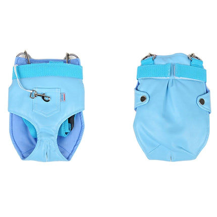 Pet Chest Backpack / Soft Leather Trouser Style Bag / Portable Pet Backpack for Dog and Other Pets Medium , Size:28*20cm(Blue)-garmade.com