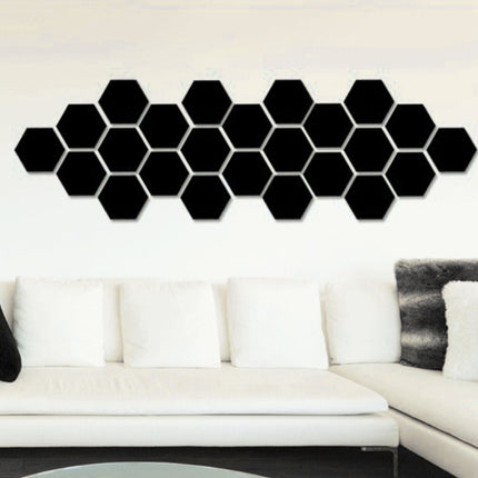 12 PCS 3D Hexagonal Mirror Wall Stickers Set, Size: 4*4cm(Black)-garmade.com