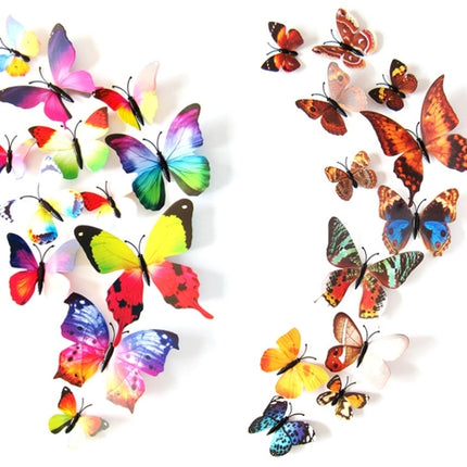 2 Sets Creative 3D Color Butterfly Wall Stickers Living Room Bedroom Decoration Supplies, Magnet Style, Random Color Delivery-garmade.com