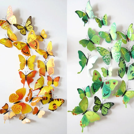 2 Sets Creative 3D Color Butterfly Wall Stickers Living Room Bedroom Decoration Supplies, Magnet Style, Random Color Delivery-garmade.com