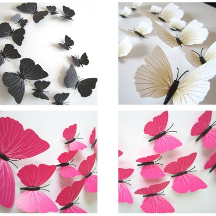 2 Set Creative 3D Color Butterfly Wall Stickers Living Room Bedroom Decoration Supplies, Pin Style, Random Color Delivery-garmade.com