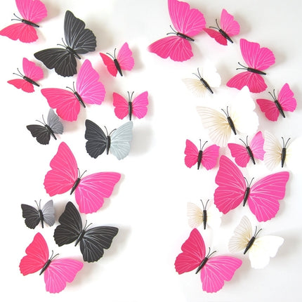 2 Set Creative 3D Color Butterfly Wall Stickers Living Room Bedroom Decoration Supplies, Pin Style, Random Color Delivery-garmade.com