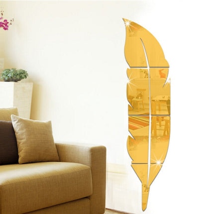 DIY Feather Style Acrylic Mirror Wall Stickers Home Room Mural Decoration Art Wall Sticker, Size: 18*73cm(Gold)-garmade.com