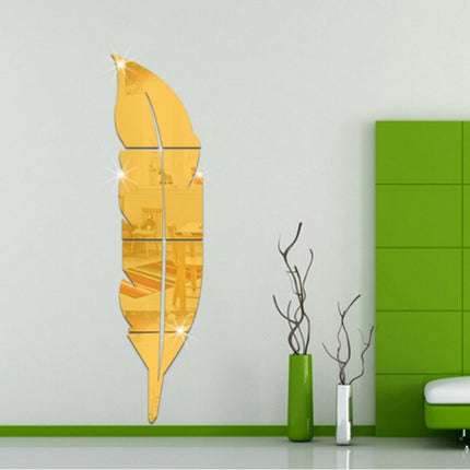 DIY Feather Style Acrylic Mirror Wall Stickers Home Room Mural Decoration Art Wall Sticker, Size: 18*73cm(Gold)-garmade.com