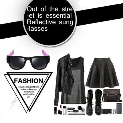 New Fashion Crimp Folding Mirror Pops Polarized Sunglasses Casual UV400 Protection Glasses for Men / Women(Purple)-garmade.com