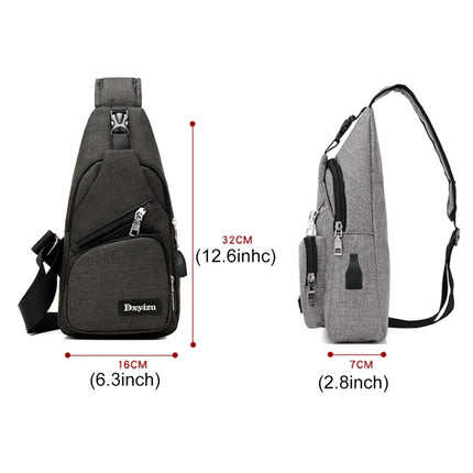 Dxyizu Multi-Function Portable Casual Canvas Chest Bag Outdoor Sports Shoulder Bag Waist Bag with External USB Charging Interface for Men / Women / Student, Random Logo Delivery(Black)-garmade.com
