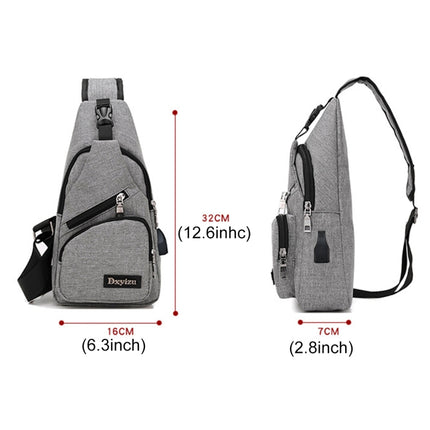 Dxyizu Multi-Function Portable Casual Canvas Chest Bag Outdoor Sports Shoulder Bag Waist Bag with External USB Charging Interface for Men / Women / Student, Random Logo Delivery(Grey)-garmade.com
