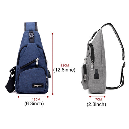 Dxyizu Multi-Function Portable Casual Canvas Chest Bag Outdoor Sports Shoulder Bag Waist Bag with External USB Charging Interface for Men / Women / Student, Random Logo Delivery(Blue)-garmade.com