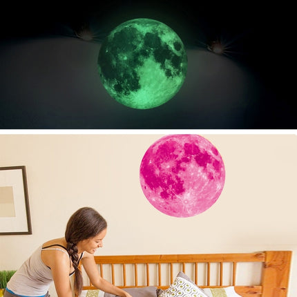 Fluorescent Moon Wall Stickers Halloween Wall Stickers Bedroom Living room Decorative Wall Stickers(Pink)-garmade.com