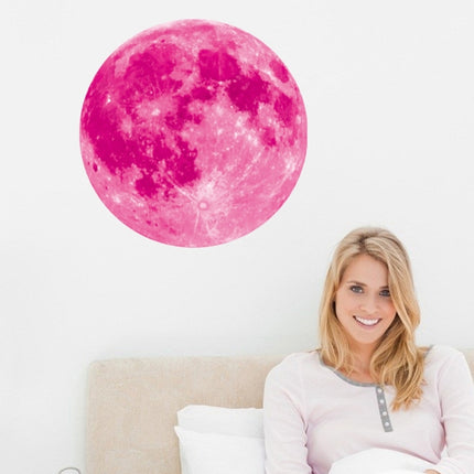 Fluorescent Moon Wall Stickers Halloween Wall Stickers Bedroom Living room Decorative Wall Stickers(Pink)-garmade.com