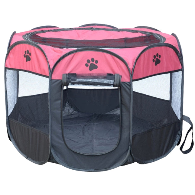 Fashion Oxford Cloth Waterproof Dog Tent Foldable Octagonal Outdoor Pet Fence, S, Size: 73 x 73 x 43cm(Magenta)-garmade.com