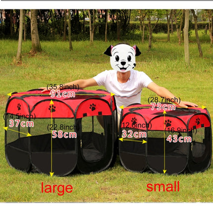 Fashion Oxford Cloth Waterproof Dog Tent Foldable Octagonal Outdoor Pet Fence, S, Size: 73 x 73 x 43cm(Red)-garmade.com
