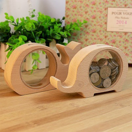 Creative Cartoon Coin Pots Transparent Wood Animal Design Piggy Bank, Random Style Delivery-garmade.com
