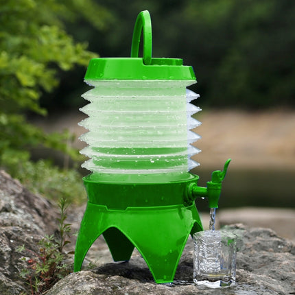 Multi-functional Outdoor Camping Telescopic Folding Retractable Beer Water Storage Bucket Drinking Water Outdoor Tools, Capacity: 5L(Green)-garmade.com