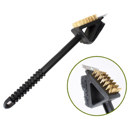 3 in 1 Copper Wire BBQ Grill Brush Long Handle Barbecue Grill Oven Cleaning Brush Cleaner-garmade.com