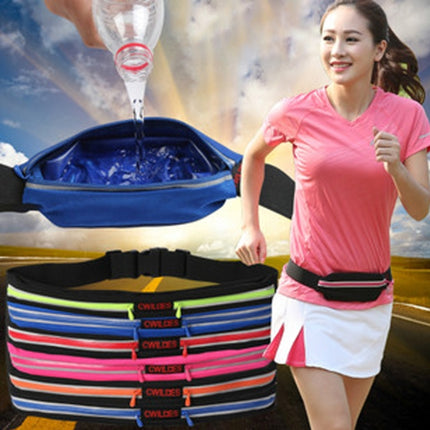 Multifunctional Outdoor Sports Waterproof High Stretch Faux Leather Fabric Double Waist Bag with Night Reflective Strip, Random Color Delivery-garmade.com