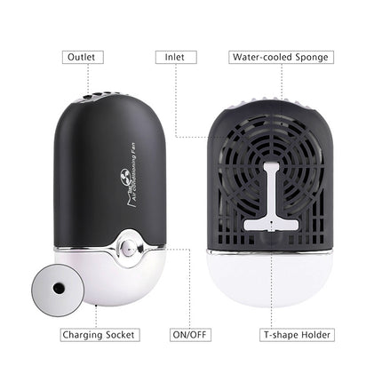 Portable Mini USB Charging Air Conditioner Refrigerating Handheld Small Fan (Black)-garmade.com