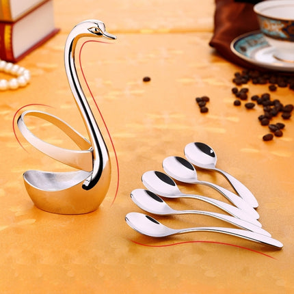 5 PCS Coffee Spoon + Swan Shape Design Knife Fruit Food Dinnerware Base Holder Elegant Kitchen Tableware Set-garmade.com