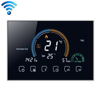 BHT-8000-GALW Control Water Heating Energy-saving and Environmentally-friendly Smart Home Negative Display LCD Screen Round Room Thermostat with WiFi(Black)-garmade.com