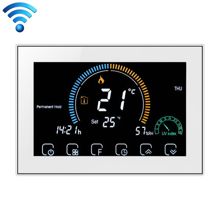 BHT-8000-GALW Control Water Heating Energy-saving and Environmentally-friendly Smart Home Negative Display LCD Screen Round Room Thermostat with WiFi(White)-garmade.com