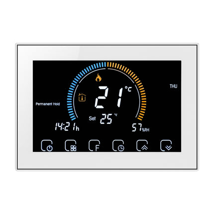 BHT-8000-GC Controlling Water/Gas Boiler Heating Energy-saving and Environmentally-friendly Smart Home Negative Display LCD Screen Round Room Thermostat without WiFi(White)-garmade.com