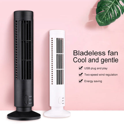 Tower Type USB Electric Fan Leafless Air-conditioning Fan(Black)-garmade.com