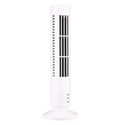 Tower Type USB Electric Fan Leafless Air-conditioning Fan(White)-garmade.com