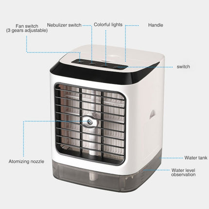 Mini Desktop Cooling Fan Humidifier Air Conditioning Fan Moisturizing Spray Fan(White)-garmade.com