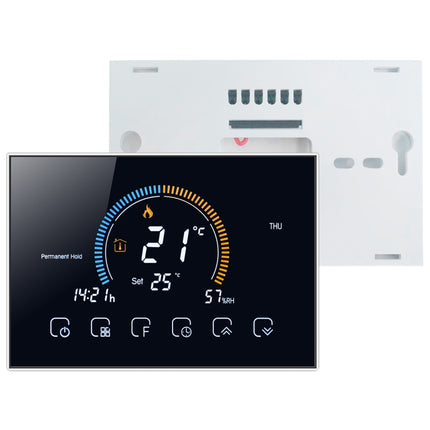 BHT-8000-GCLW Controlling Water/Gas Boiler Heating Energy-saving and Environmentally-friendly Smart Home Negative Display LCD Screen Round Room Thermostat with WiFi(Black)-garmade.com