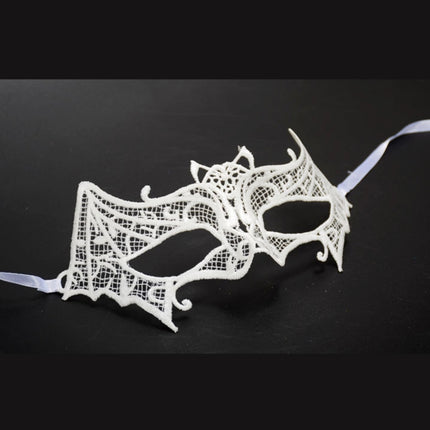 Halloween Masquerade Party Dance Sexy Lady Lace Bat Mask(White)-garmade.com