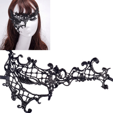 Halloween Masquerade Party Dance Sexy Lady Semi-eyed Face Lace Mask(Black)-garmade.com