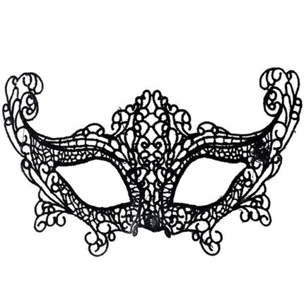 Halloween Masquerade Party Dance Sexy Lady Lace Fox Mask(Black)-garmade.com