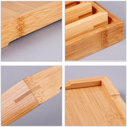Bamboo Right Angle Tea Tray Tea Table, Size: 37x26cm-garmade.com