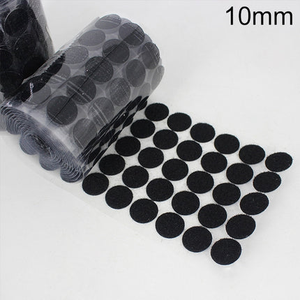 1000 PCS 10mm Round Nylon Adhesive Hook and Loop Fastener(Black)-garmade.com