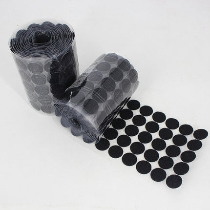 1000 PCS 10mm Round Nylon Adhesive Hook and Loop Fastener(Black)-garmade.com