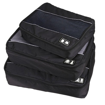 3 PCS / Sets Multi-function Football Texture 210D Polyester Waterproof Travel Clothes Underwear Storage Bag(Black)-garmade.com