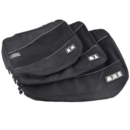 3 PCS / Sets Multi-function Football Texture 210D Polyester Waterproof Travel Clothes Underwear Storage Bag(Black)-garmade.com