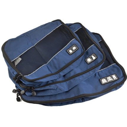 3 PCS / Sets Multi-function Football Texture 210D Polyester Waterproof Travel Clothes Underwear Storage Bag(Dark Blue)-garmade.com