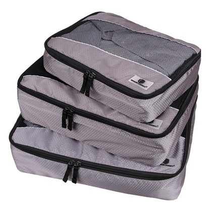 3 PCS / Sets Multi-function Football Texture 210D Polyester Waterproof Travel Clothes Underwear Storage Bag(Grey)-garmade.com