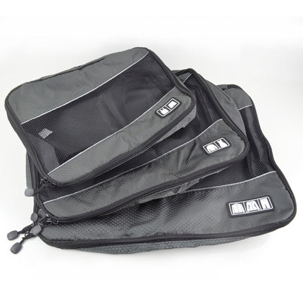 3 PCS / Sets Multi-function Football Texture 210D Polyester Waterproof Travel Clothes Underwear Storage Bag(Grey)-garmade.com