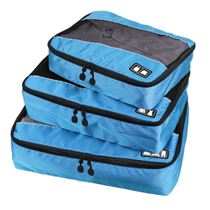 3 PCS / Sets Multi-function Football Texture 210D Polyester Waterproof Travel Clothes Underwear Storage Bag(Blue)-garmade.com
