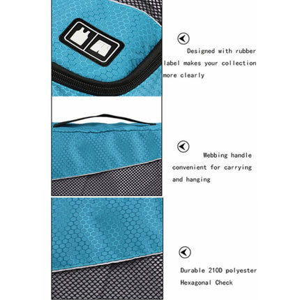 3 PCS / Sets Multi-function Football Texture 210D Polyester Waterproof Travel Clothes Underwear Storage Bag(Blue)-garmade.com