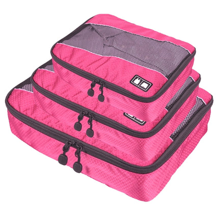 3 PCS / Sets Multi-function Football Texture 210D Polyester Waterproof Travel Clothes Underwear Storage Bag(Magenta)-garmade.com